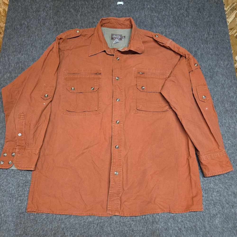 Cabela's Safari Series Shirt Mens XL Burnt Orange Cotton Long Sleeve Utility
